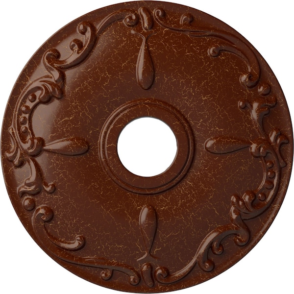 Ekena Millwork Kent Ceiling Medallion (Canopies up to 5"), 18"OD x 3 1/2"ID x 1 1/4"P, Burnished Mahogany Crackle CM18KEBMC - main